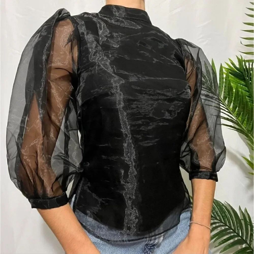Cece puff sleeve bow top
